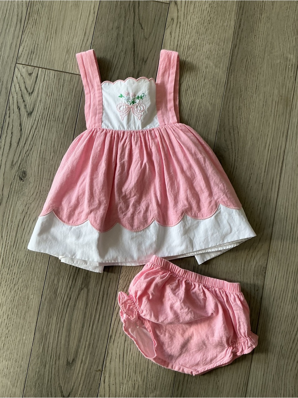 Pink Scalloped Baby Dress Set